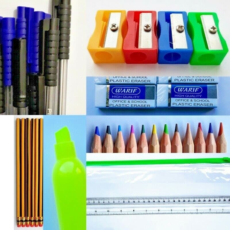 12-Piece Writing Set (Pens, Pencils & Erasers)
