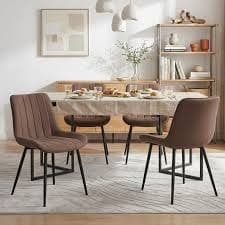 Set of 4 Linen Dining Chairs